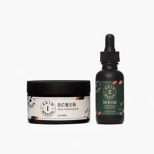 The SkinMason System - Vitamin C Serum + Daily Cleansing Pads - exfoliate, fight blemishes, even skin tone, brighten skin