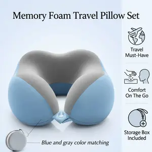 2026 New U-Shaped Memory Foam Neck Pillow with Travel Case, Soft Slow-Rebound Neck Support, Portable Nap Pillow for Airplane, Office & Travel, Removable Washable Cover, Compact & Comfortable Travel Essential best friend birthday gift Funny