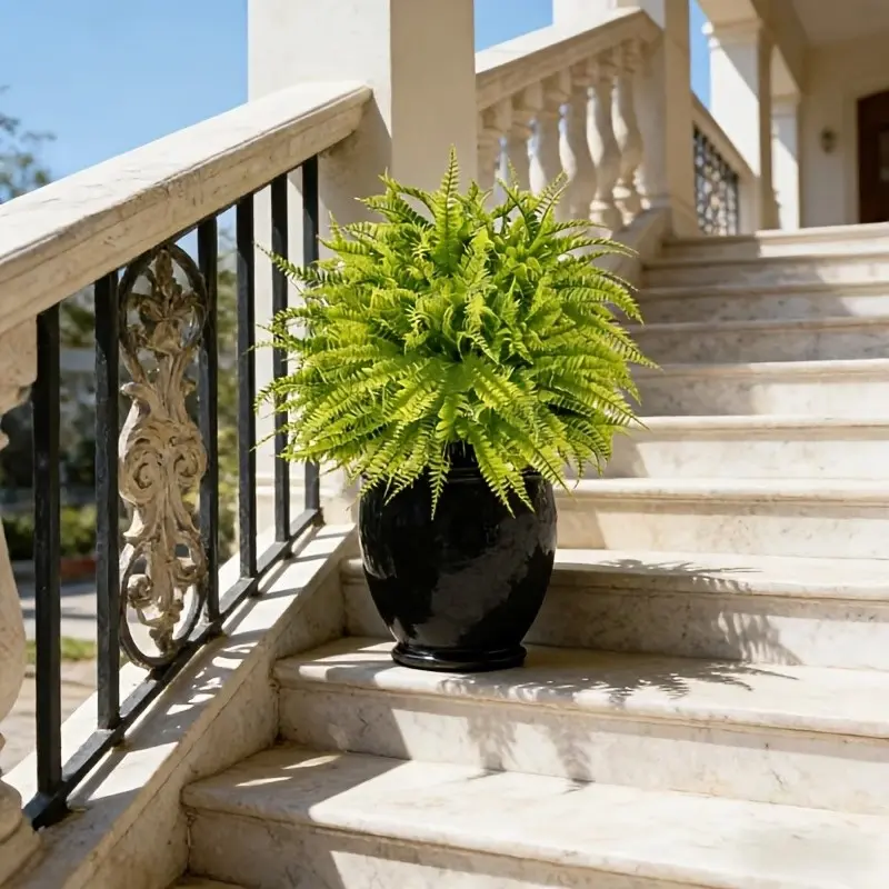 5 Counts Realistic Faux Fern Plants Set, Artificial Boston Ferns, Artificial Potted Plant, UV Resistant, Indoor Outdoor Decor, House Plants Decor, Home Garden Wedding Party Decoration, Faux Greenery Plants, Fake Greenery Plants