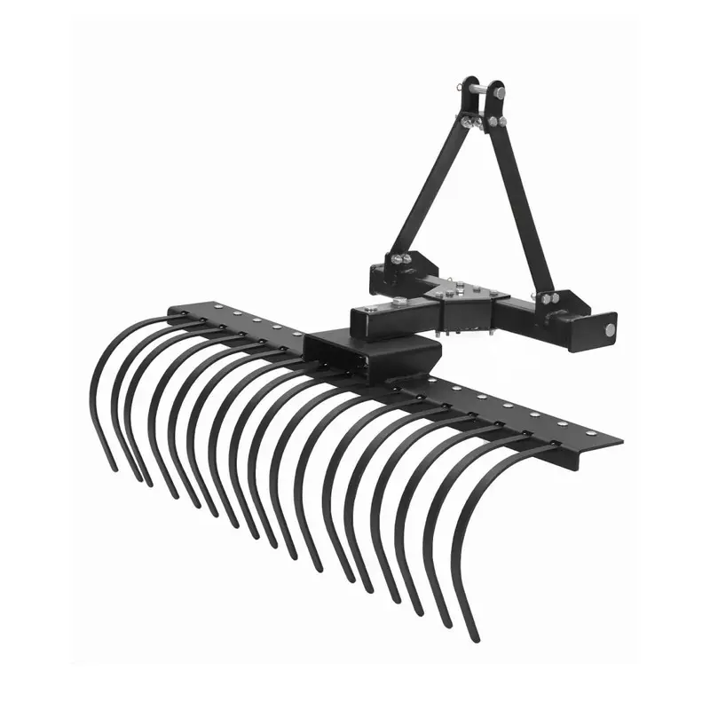 3 Point Hitch Tractor Rake, 50" Landscape Rake Category-0 Cat-1 Tractor with 360 Degree Rotation,Replaceable Spring Steel Tines, for Raking Arenas