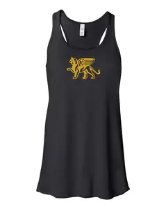 Women's Flowy Gold Lion Sleeveless Tank Top - Loriet Winged Lion Print, Soft 65/35 Polyester/Viscose, Lightweight 3.7 oz, Traditional & Modern Design
