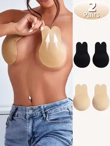 1/2 Pairs Women's Underwear Reusable Rabbit Ear Lift Breast Tape, Breathable Adhesive Push-Up Nipple Covers, Skin Safe Pain Free Invisible Lifting Bra, Cuttable Sweatproof Nipple Pads, Perfect for Deep V Outfits & Vacation
