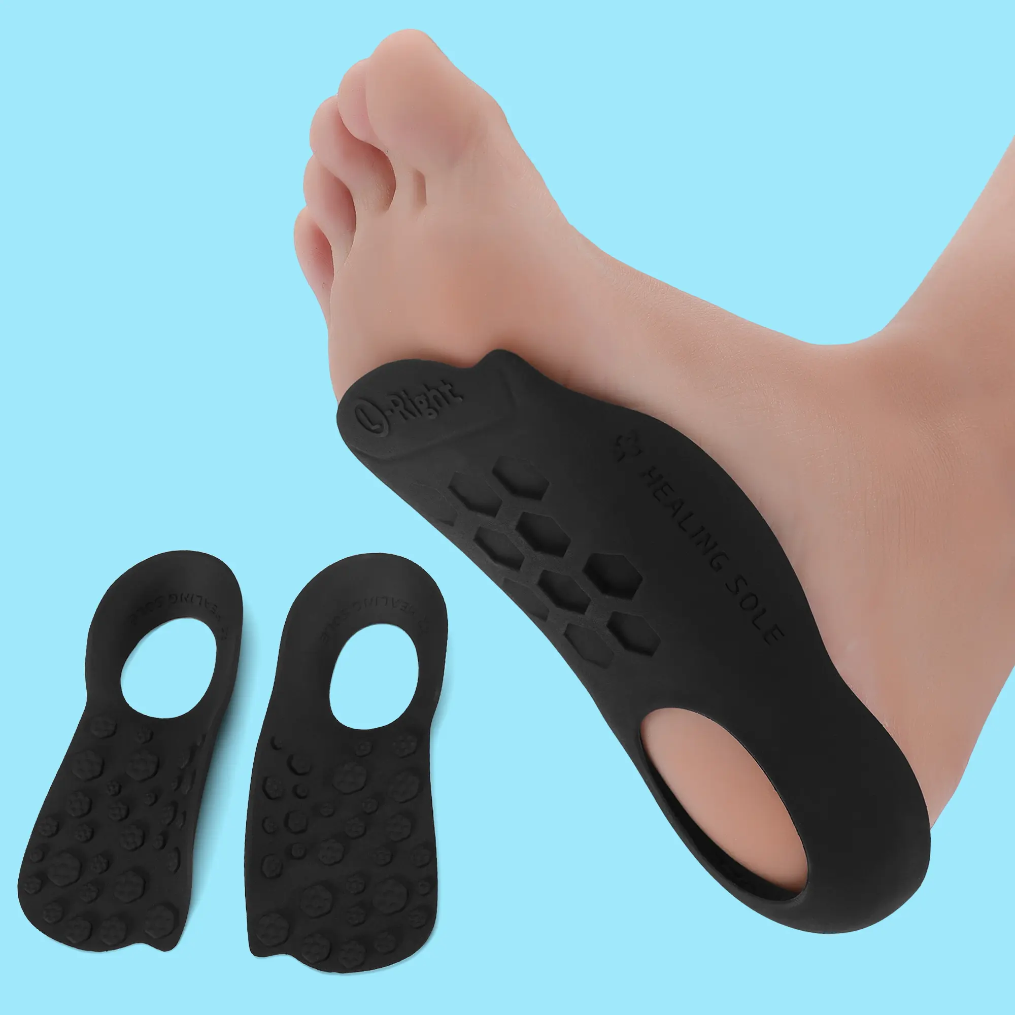 Unisex Polypropylene Shock-Absorbing Cushioned Insoles with Arch Support, Soft Removable Heel Pads for Stability, Compatible with Sneakers & Work Shoes