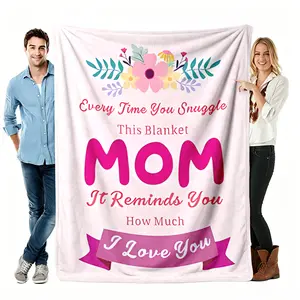 Classic Breathable Floral Print Flannel Throw Blanket, 1-Count Soft Warm 50"x60" Travel-Ready Blanket for Home, Office, Mother's Day Gift for Mom, Throw Blankets