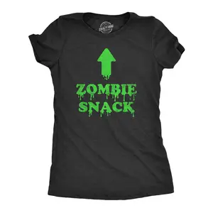 Womens Zombie Snack T Shirt Funny Halloween Undead Eating Joke Tee for Ladies Funny Womens T Shirts Cute Vintage Fashion Casual Ladies T-Shirt Gift Halloween Tops for Women Funny Zombie Top Women's Novelty Tees Black -