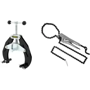 VEVOR Pipe Clamp, 2-6 in, Ultra Clamp with Quick Acting Screws & Locking Chain Pliers, Removable 48 in Chain, Holds 14 in Diameter Pipes