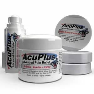 AcuPlus Pain Relief Combo with Magnesium Infused Bath Bombs, 3 oz On the Go Roll-on, and a 4 oz. Jar.