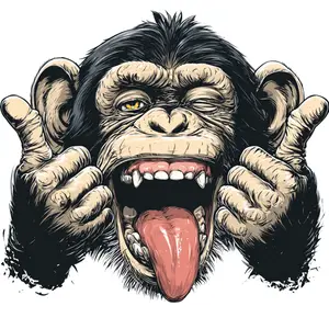HUGE Funny Mischievous Chimpanzee Car Decal | High-Quality Waterproof Vinyl Sticker for Truck, SUV, Bumper, Window | Cheeky Monkey Prank Face Graphic with Tongue Out and Winking Eye | Durable Animal Art