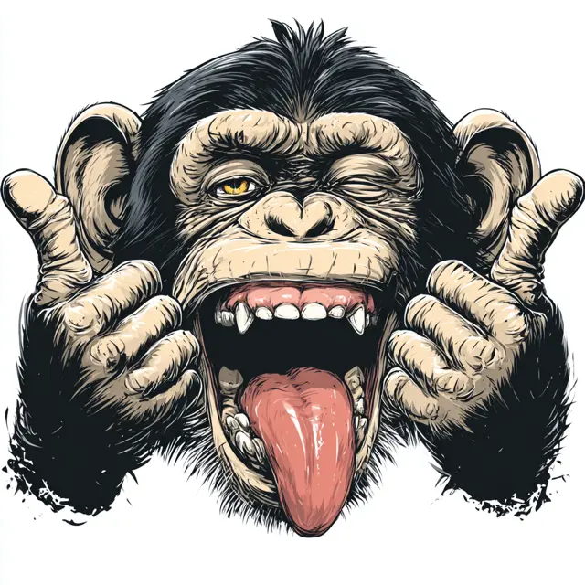 HUGE Funny Mischievous Chimpanzee Car Decal | High-Quality Waterproof Vinyl Sticker for Truck, SUV, Bumper, Window | Cheeky Monkey Prank Face Graphic with Tongue Out and Winking Eye | Durable Animal Art