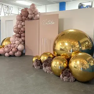 5pcs Gold Silver Mirror Ball Globe Polished Ornament Sphere Hollow Floating Reflective Hemisphere Wedding Event Party Decoration