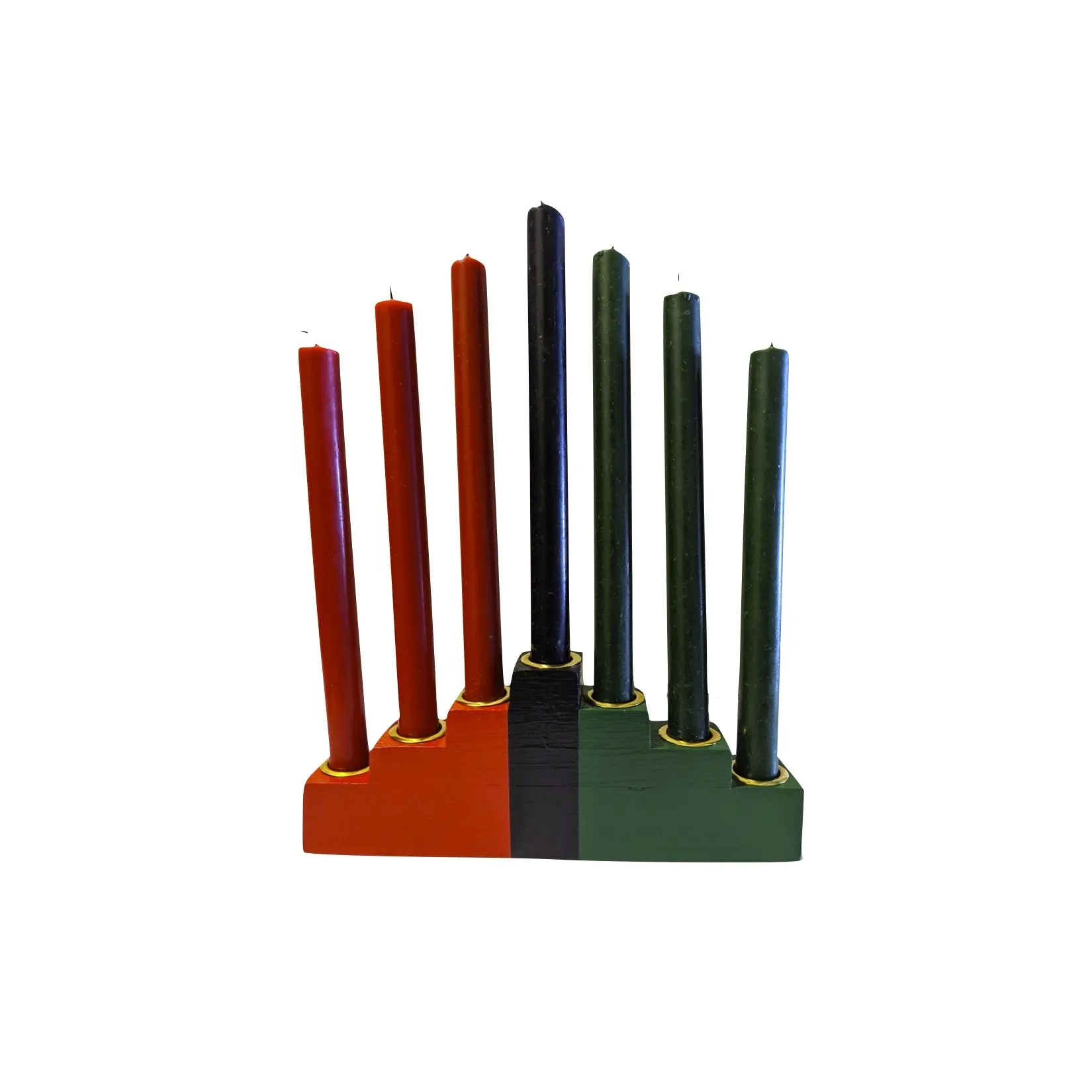 Unique Kwanzaa Kinara Set – Pyramid Design Candle Holder for Celebrations with 7 Mishumaa Saba Candles