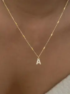 Initials Pendant Necklace for Women, Fashion Jewelry for Party, Daily Clothing Decor, Trendy All-match & Exquisite Jewelry for Birthday Gift, Cuban Link Necklace, Minimalist Necklace