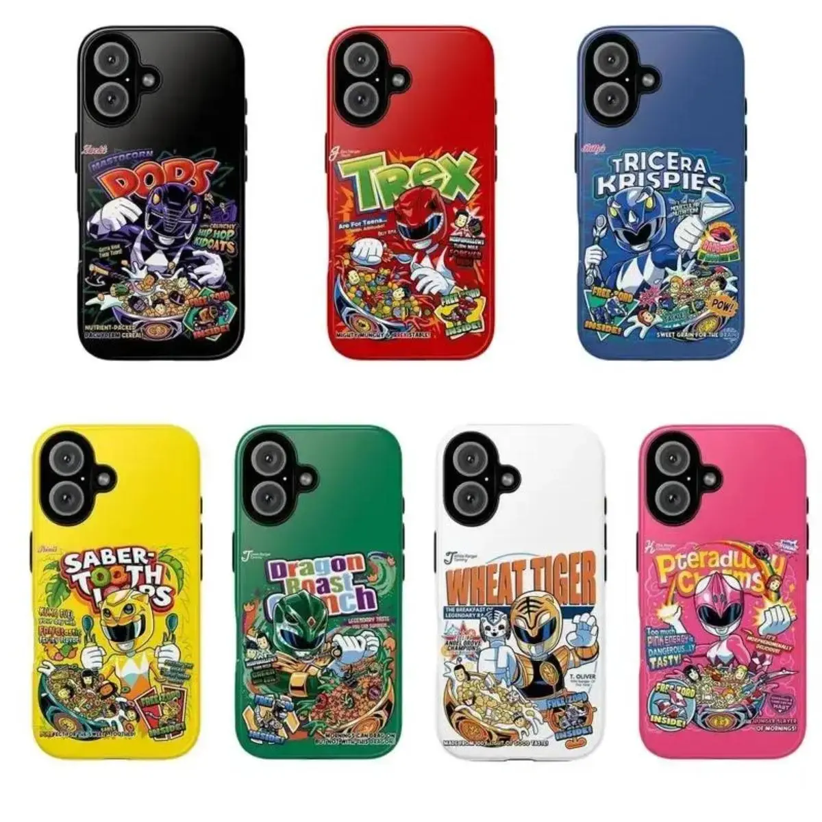 Retro Power Rangers Cereal Box Two-In-One Phone Case Durable, Shock Absorbing for iPhone17 16, 15, 14, 13, 12 11 Plus, Pro, Max, and Samsung S26-22 Perfect Birthday Gift for Friends