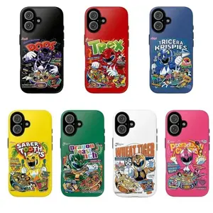 Retro Power Rangers Cereal Box Two-In-One Phone Case Durable, Shock Absorbing for iPhone17 16, 15, 14, 13, 12 11 Plus, Pro, Max, and Samsung S26-22 Perfect Birthday Gift for Friends