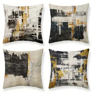 4pcs, Vintage Polyester Cushion Cover, Pillow Cover, Room Decor, Bedroom Decor, Sofa Decor, Collectible Buildings Accessories (Cushion Is Not Included)