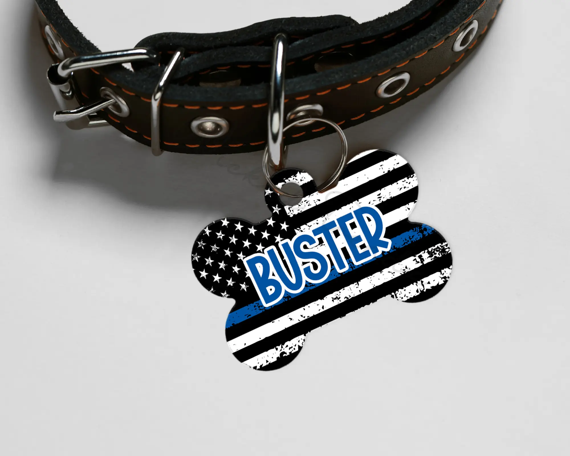 Police Flag Blue K9 Dog Sheriff Cop Personalized Pet Dog Name ID Tag Double Sided Aluminum Custom Dog Puppy ID Tag
