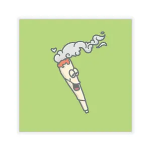 Smiling Joint Sticker | Kiss-Cut Sticker, Green Background