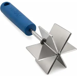 Stainless Steel Meat Chopper & Masher | 6-Blade Ground Beef Chopper Tool | Hamburger Smasher | Oversized Ergonomic Handle | Soft Grip | Dishwasher Safe - 9" (Lagoon Blue)