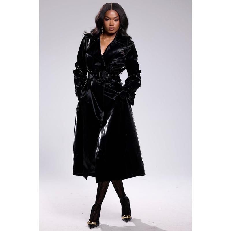 ONYX LIQUID VELVET TRENCH