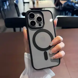 Luxury For Magsafe Transparent Case For iPhone 16 Pro Max 11 12 13 14 15 Plus Magnet Shockproof Clear Bumper Cover Protection Cellphone ip16 phone case Casing Protective