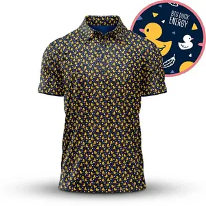 Funny Duck Print Men’s Golf Polo By Bogey Bros: Breathable Casual Performance Wear For Men