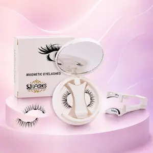 SJ Lash Portable Magnetic False Eyelash Set No Glue Reusable DIY Kit with Clip for Quick Easy Wear Natural Look Soft Flexible Makeup Cosmetic