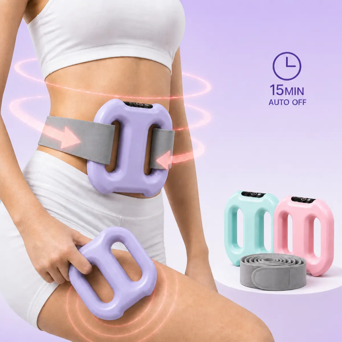 Wearable Fascia Massager, Portable Vibration Body Massager with Adjustable Strap, Cordless Rechargeable Muscle Massage Device with 5 Intensity Levels, Auto Shut Off Timer for Neck Shoulder Back Waist Leg Relaxation Home Office Fitness, Neck Shoulder Relax