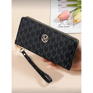 Women's Vintage Zipper Long Wallet with Floral Pattern, Multi-Functional Fashion Large Capacity Handbag, Phone Bag Wristlet Mini Purse