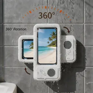 Waterproof box speaker, shower waterproof 360° rotating touch screen, Waterproof Degree, watch movies, listen to music, Hands-free call, phone holder Bluetooth speaker, Compact Smartphone, phone cases, subwoofers, kitchen, bathroom, sink