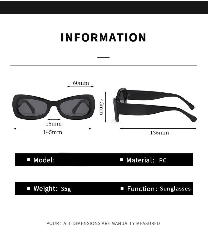 Chunky Retro Rectangular Sunglasses - Bold Slim Frame with Smooth Temple Arms, UV400 Protection Shades Perfect for Y2K Cool Girl Aesthetic and Street Style Must-Haves