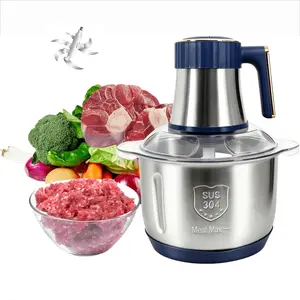 500W Food Processor Meat Grinder – 5L Stainless Steel Bowl 6 Blades for Home Kitchen Cooking
