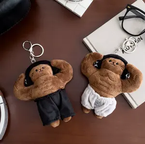 Strength and Fitness Abs Plush Bear Keychain - Niche, Quirky Fashion Accessory, Bag Charm