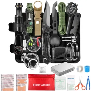 Survival Kit and Emergency Gear - 66 in 1 Outdoor Equipment with First Aid Fire ,Starter, Knife, Compass for Camping, Hiking, Gifts for Men