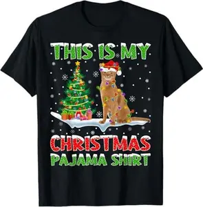Abyssinian Cat Xmas Tree Lights This Is My Christmas Pajama T-Shirt
