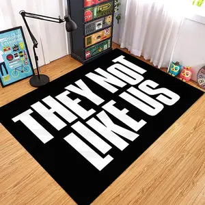 They Not Like Us Letter Print Floor Mat, 1 Count Non-slip Soft Floor Carpet, Decorative Rug for Home Living Room Bedroom, Home Decor, Home Decor Rugs
