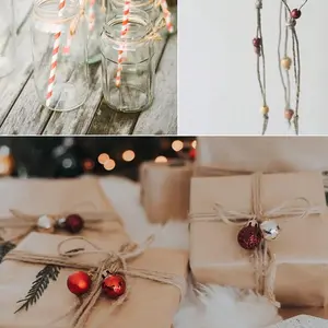 2mm Round Jute Rope Total Length 100m, Natural Jute Cord for Gift Wrapping Supplies, DIY Crafts, Decorative Ribbon, Handmade Gifts Binding