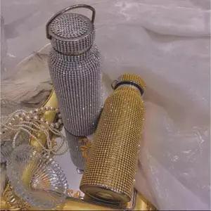 Diva Flex Dazzling 750ml Stylish Rhinestone Refillable Reusable Stainless Steel Water Bottle