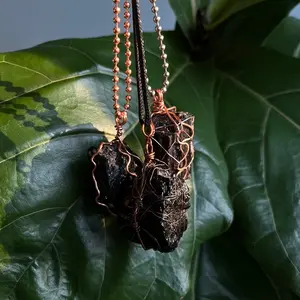 Black Tourmaline Crystal Necklace Copper Wrap Necklace Powerful, Positive Energy, Protective Copper Necklace