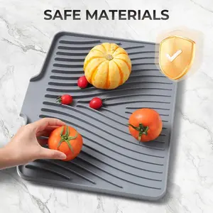 Extra Large Silicone Dish Drying Mat, 23.6x19 Inch Heat & Water Resistant, Kitchen Countertop Protector, Efficient Draining Design