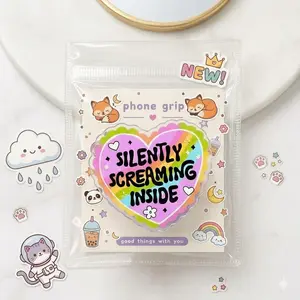 Silently Screaming Inside Phone Grip – Cute Heart Shaped Kawaii Phone Accessory for Teens & Fun Gift Idea