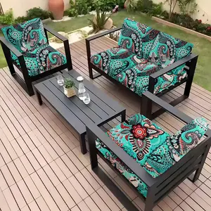 8-Piece Patio Cushion Covers, Elastic Outdoor Sofa Slipcovers, Multiple Prints Available, Washable Furniture Protectors (Print Design, Covers Only)