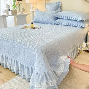 French Princess Bedding Set, 3-Piece (1 Fitted Sheet + 2 Pillowcases), Polyester Fiber, Elegant Bedroom Decor, All Seasons Use