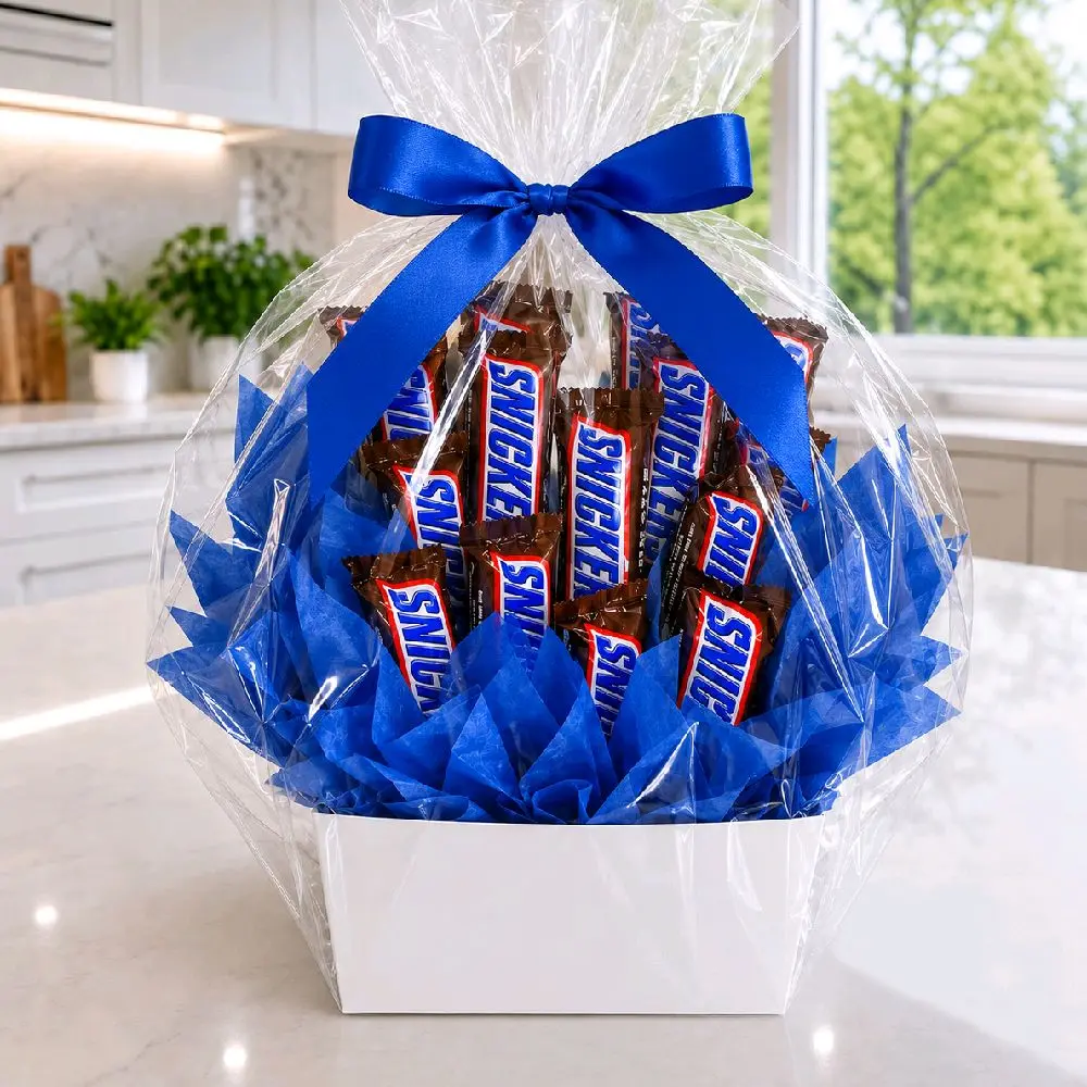 Snickers Chocolate Candy Bouquet with Candy Bars - Snack Gift Basket for Birthday, Get Well Soon, Just Because Occasions
