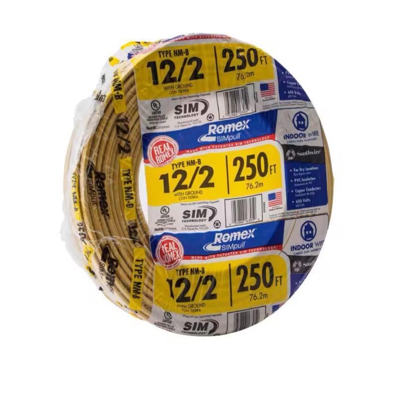 Southwire Romex SIMpull CU NM-B 12/2 Solid 250 ft. W/G Wire for Dry ...