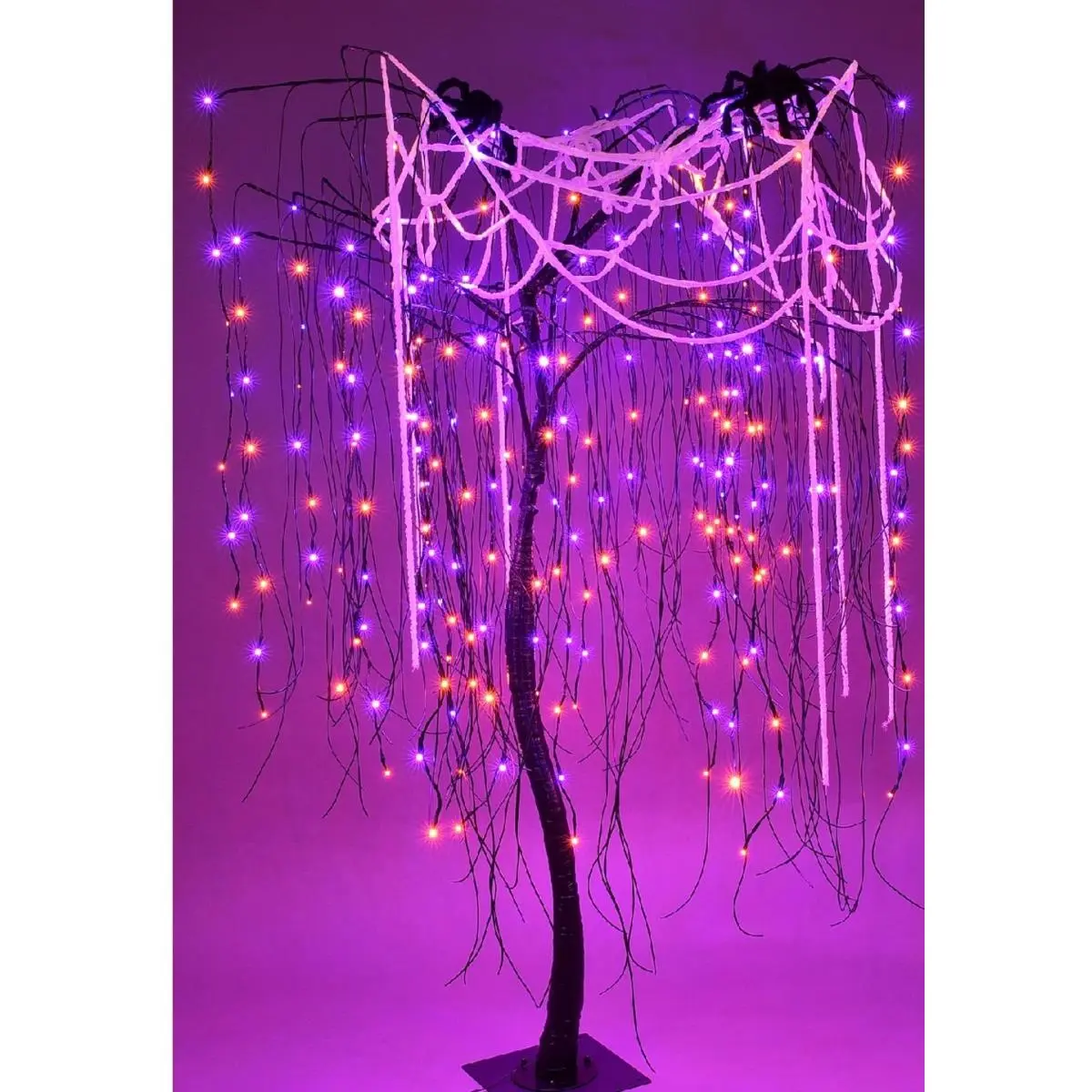 212 MAIN 7 ft LED Spooky Willow Tree with Bending Branches, Purple & Orange Halloween Aesthetic Party Decor, Outdoor-Indoor Last Minute Home Festive Supply Decoration