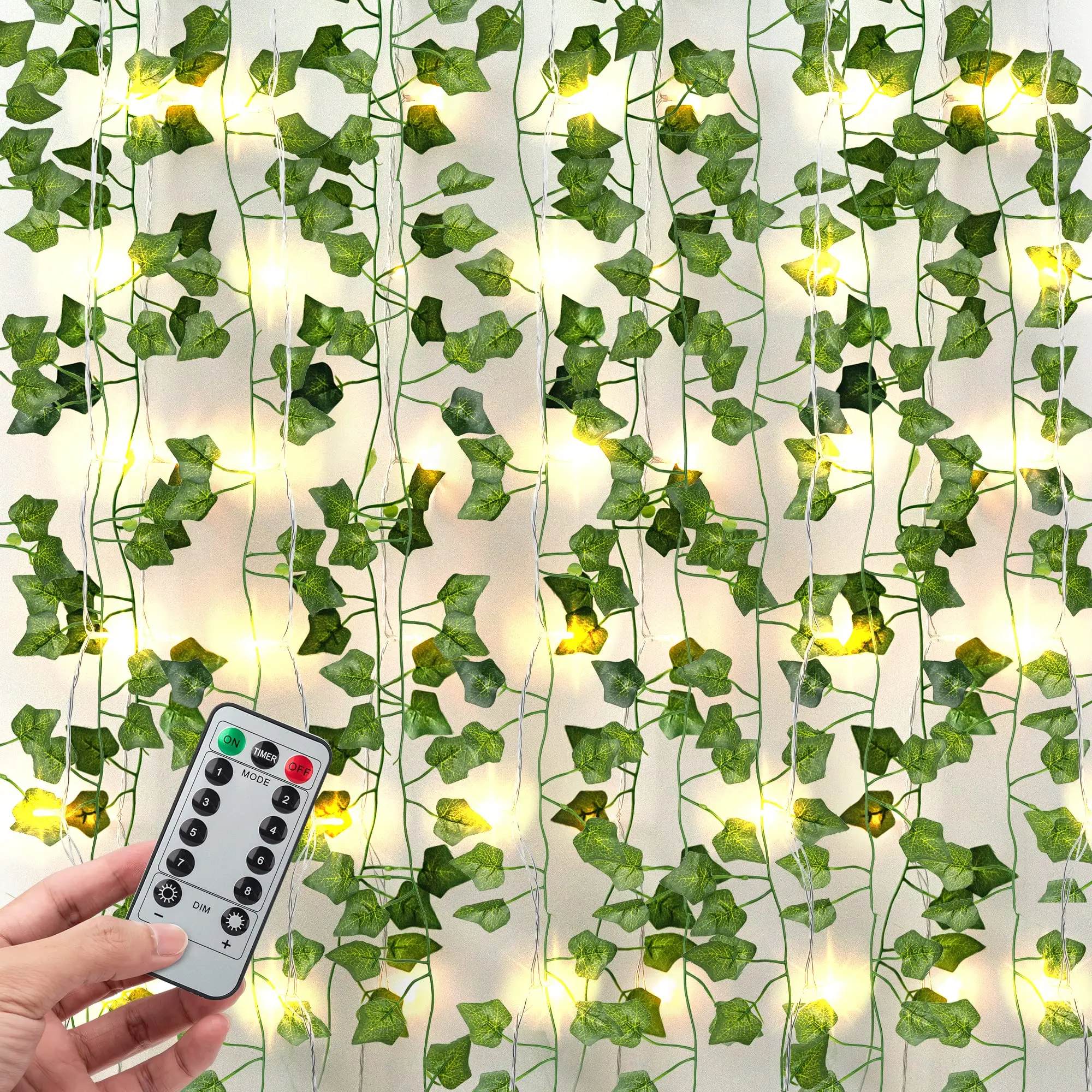 84ft 12 Pack Artificial Ivy Garland Plants  Vines Leaves With Ce Certified 80 Led String Lights Hanging For Bedroom Garden Party Wall Room Decor