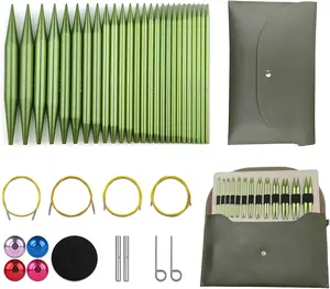 Knitting  Set Interchangeable  Circular Knitting  Set 13 Pairs of 4 Inch    & Accessories Green