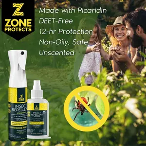 Zone Protects Unscented Picaridin Continuous Spray + Refill Combo; 10 oz Picaridin Spray w/ 8 oz Refill.Repel Ticks, Gnats, Chiggers and Mosquitoes