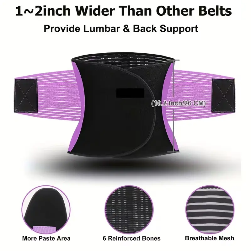 Unisex Sports Waist Belt with Heavy-Duty Lumbar Support Back Brace, Adjustable Breathable Mesh Design, 8 Strengthened Stays, Adjustable Protective Belt, Fitness Workout Aid