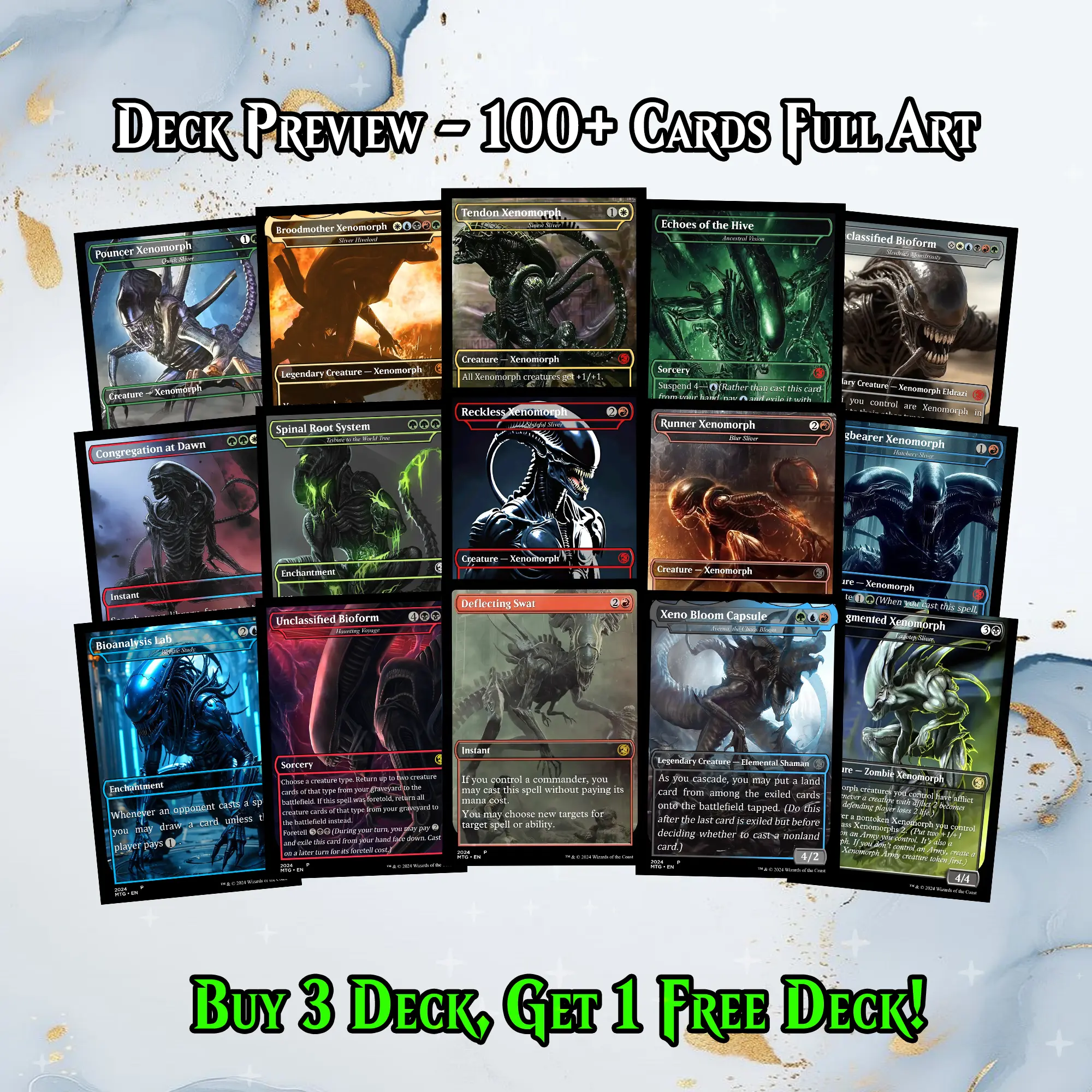 ALIEN COMMANDER MTG PROXY DECK  PREMIUM COLLECTOR SET (113 CARDS + DICE  SET + PLAYMAT + VELVET BAG + DISPLAY BOX + COLLECTOR BOX) | DECKGALAXY -  TikTok Shop